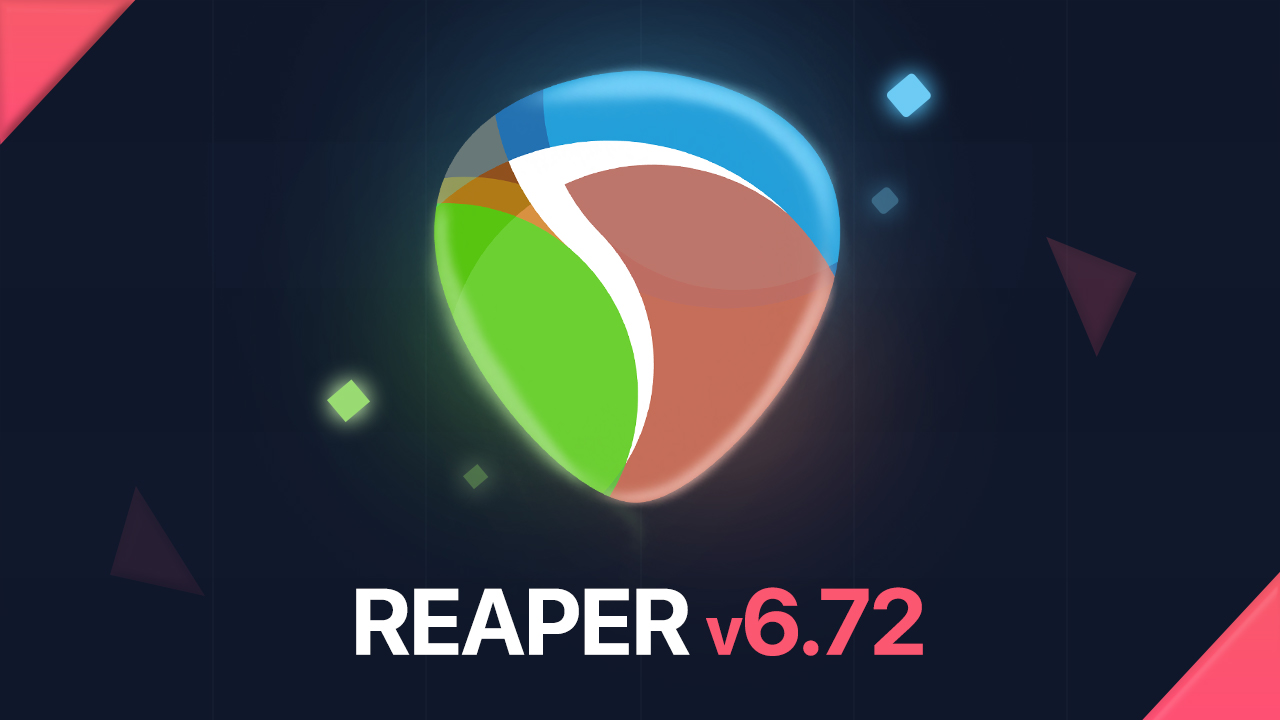 REAPER logo showing version 6.72 with folders.