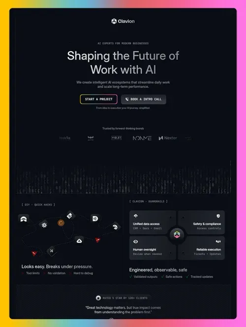 Homepage preview of AI automation agency webflow template