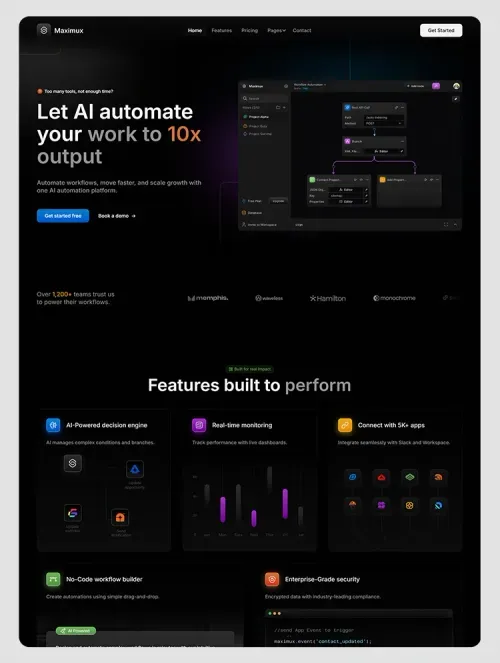 Homepage preview of an AI and technology website template
