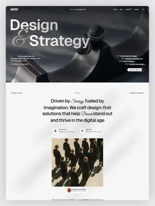 Homepage preview of a bold creative agency website template with strong typography