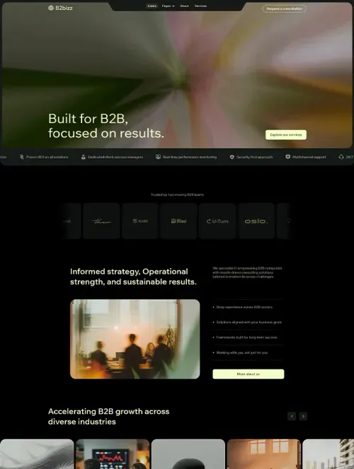 Homepage preview of a B2B SaaS consulting website template built for Webflow