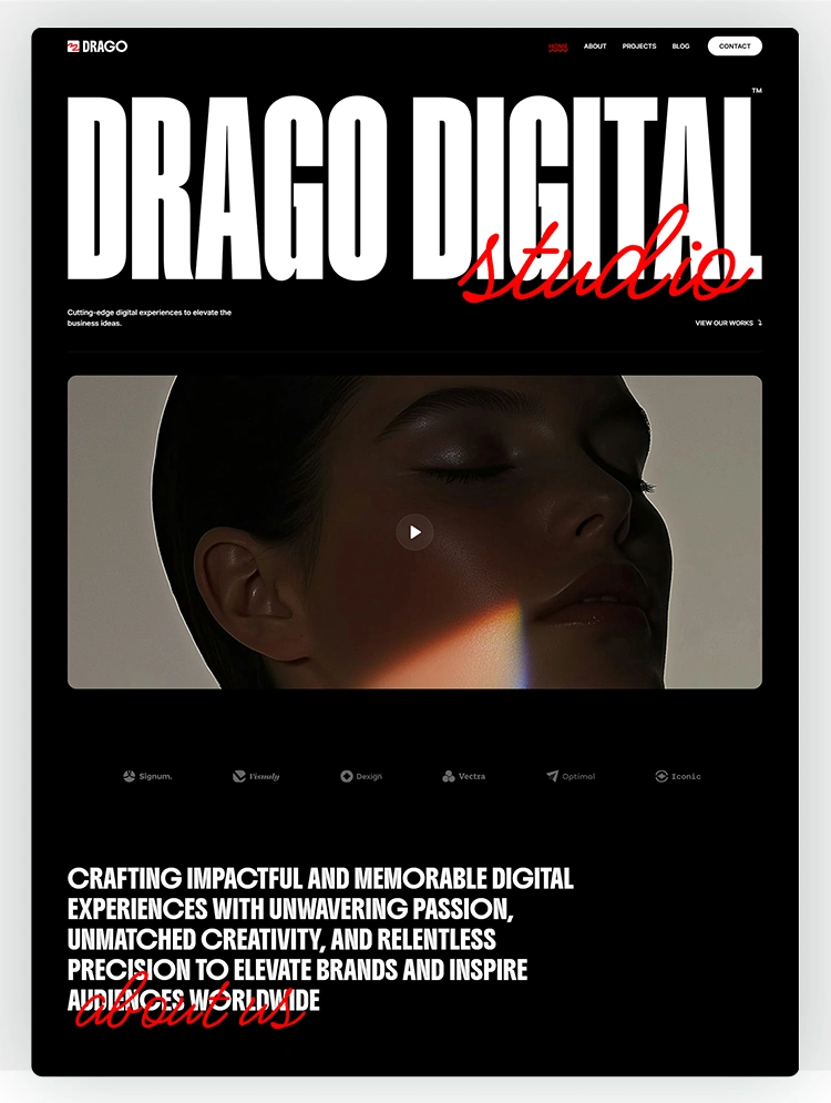 Homepage preview of a bold digital agency website template for professional teams