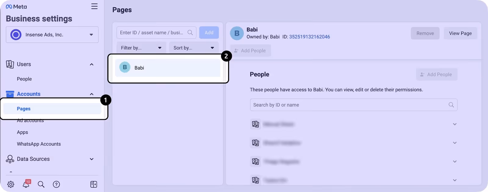 Facebook Business Manager page