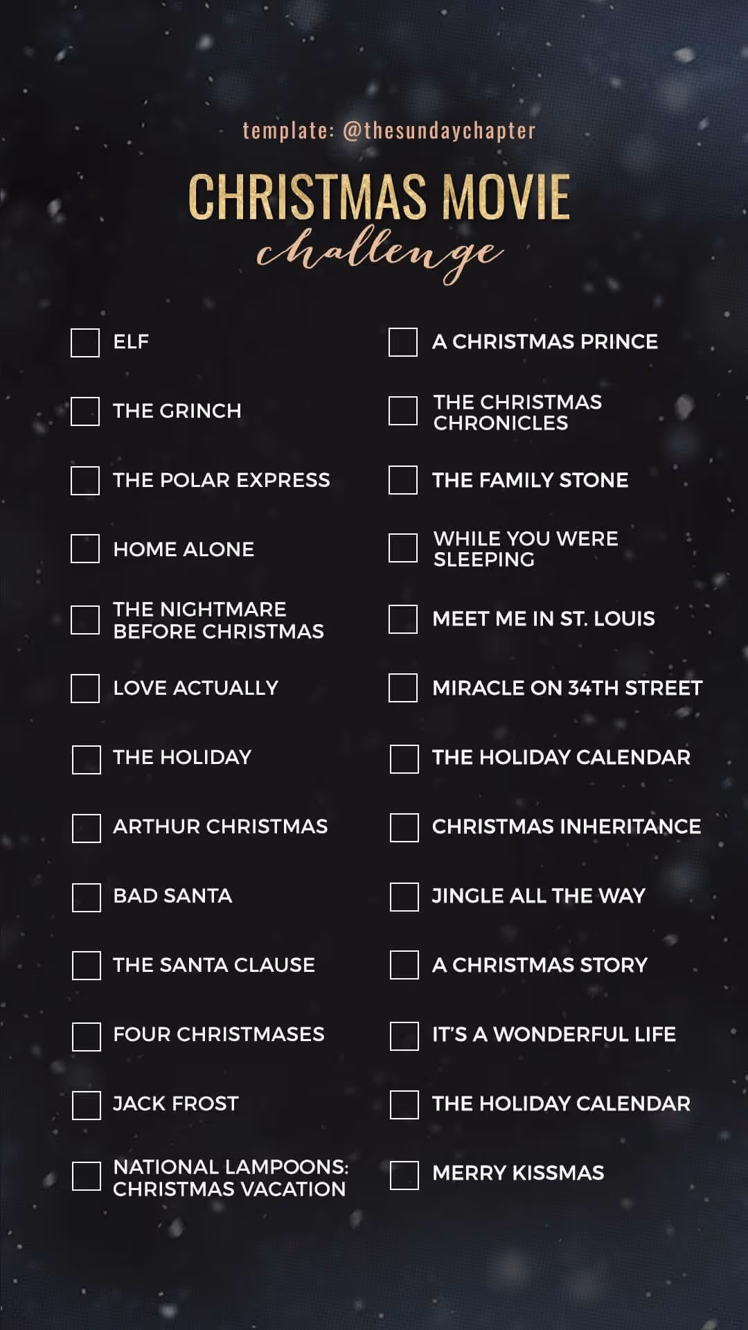 a christmas movie checklist