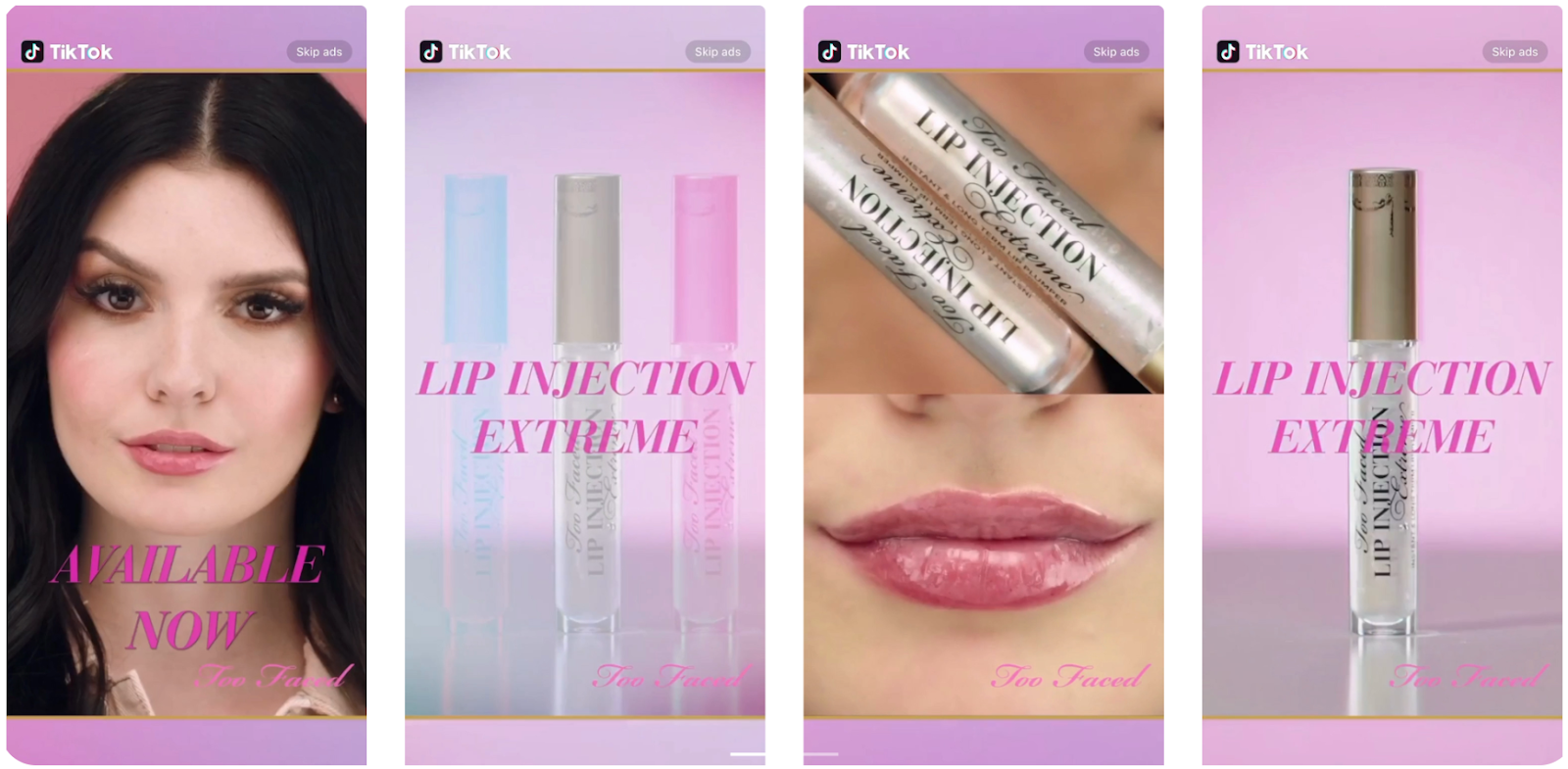 Too Faced TikTok ads showing