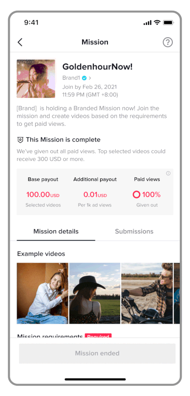 TikTok Branded Mission Ad