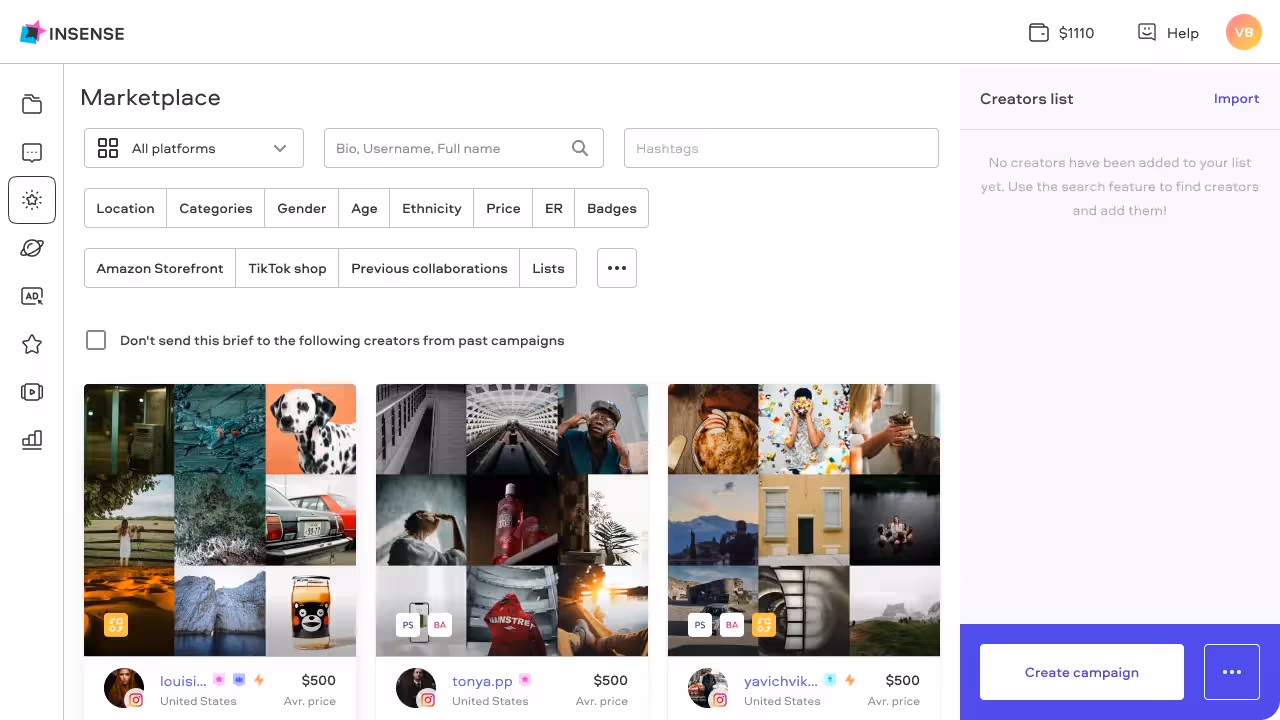 Insense Influencer Marketing Platform
