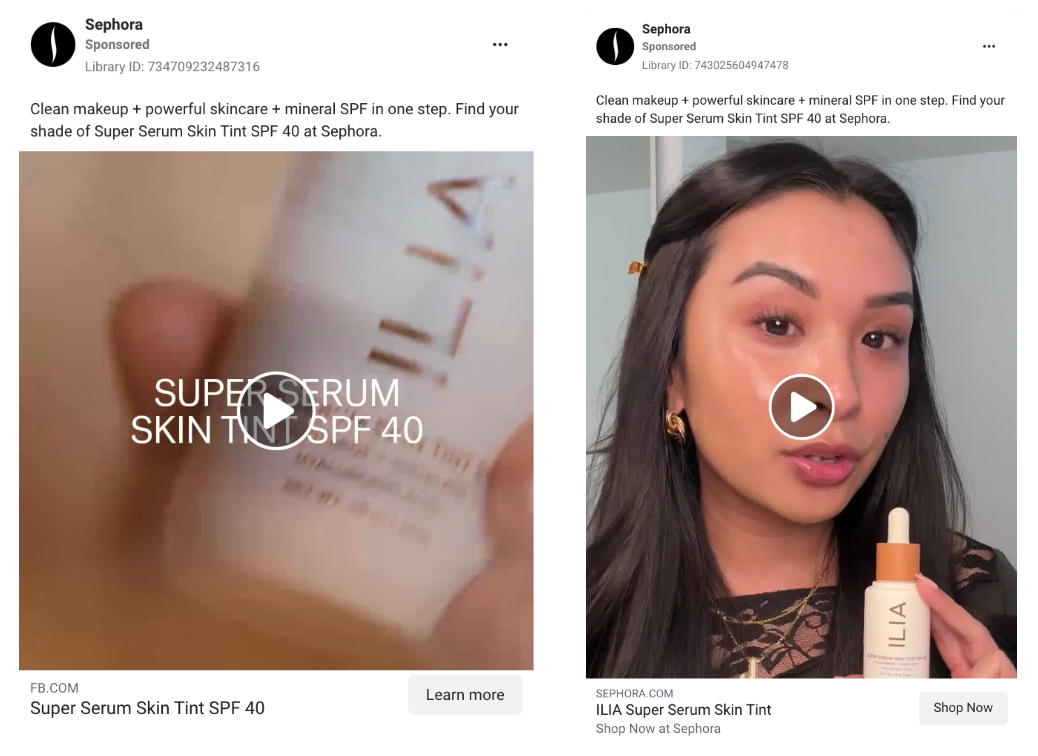 Sephora creative testing