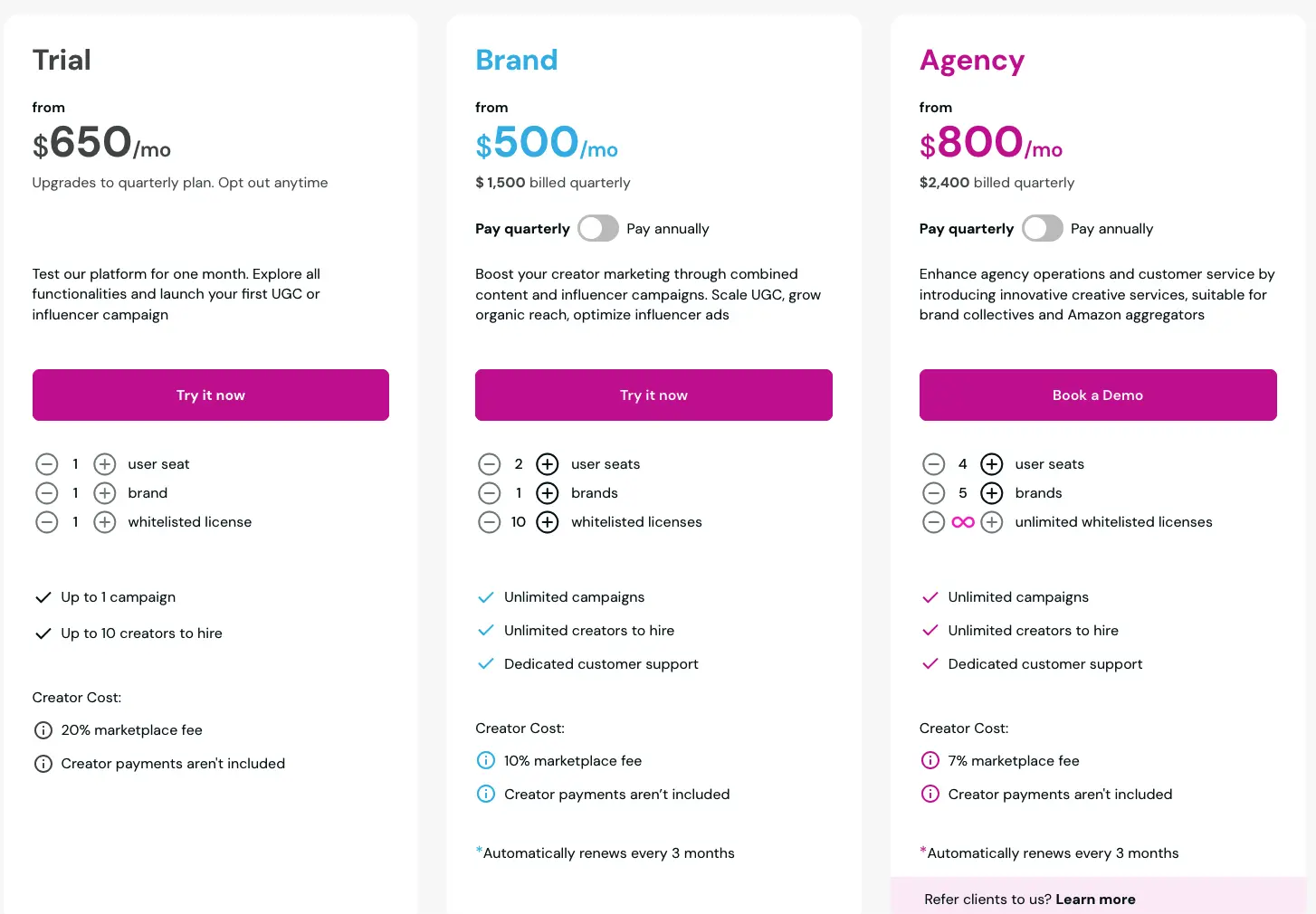 Self-Service pricing at Insense