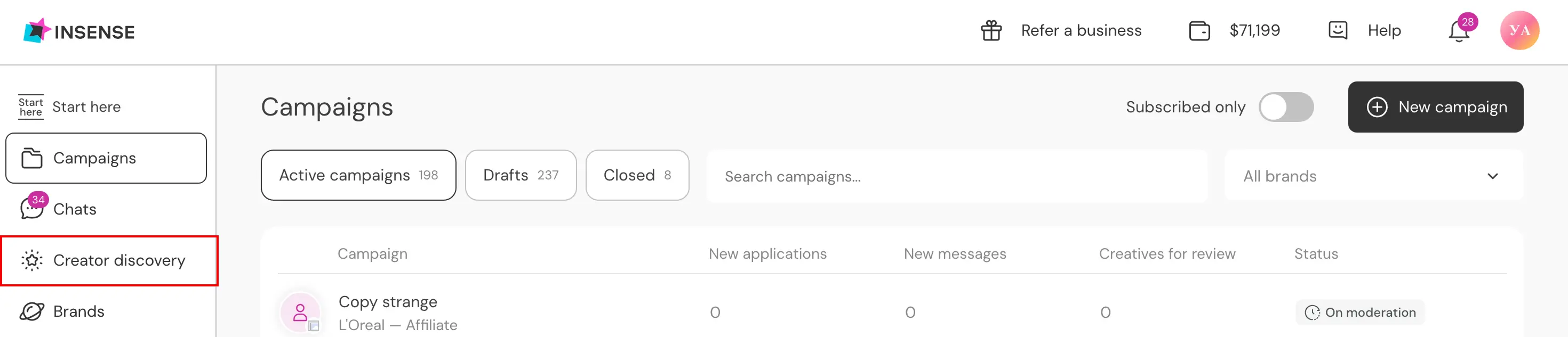 creator discovery marketplace button