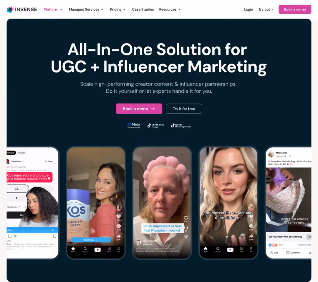 Insense Website Home Page