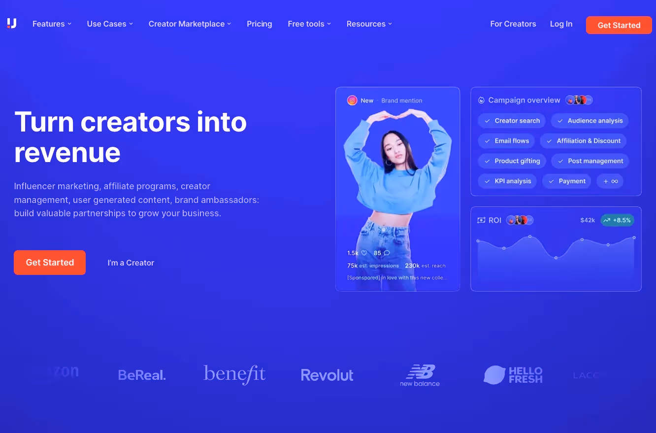 Upfluence new home page