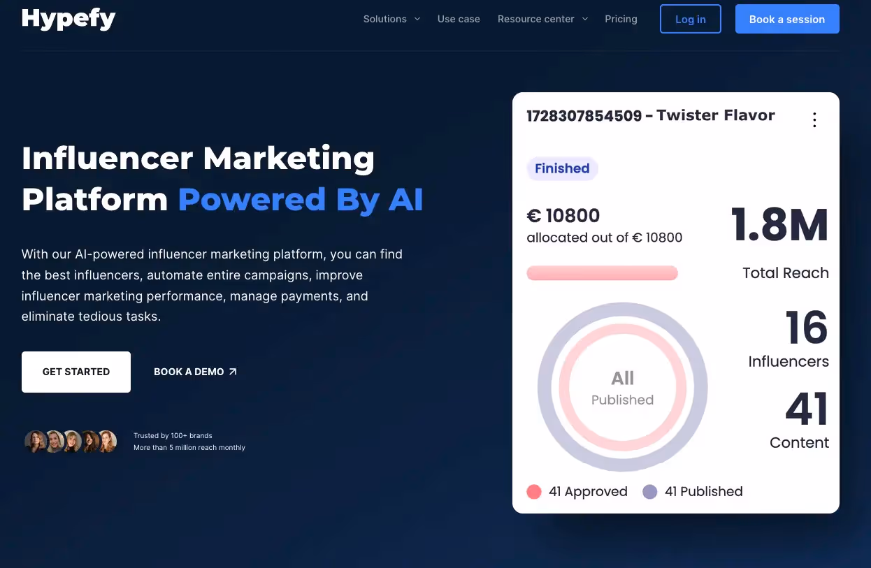 Hypefy home page