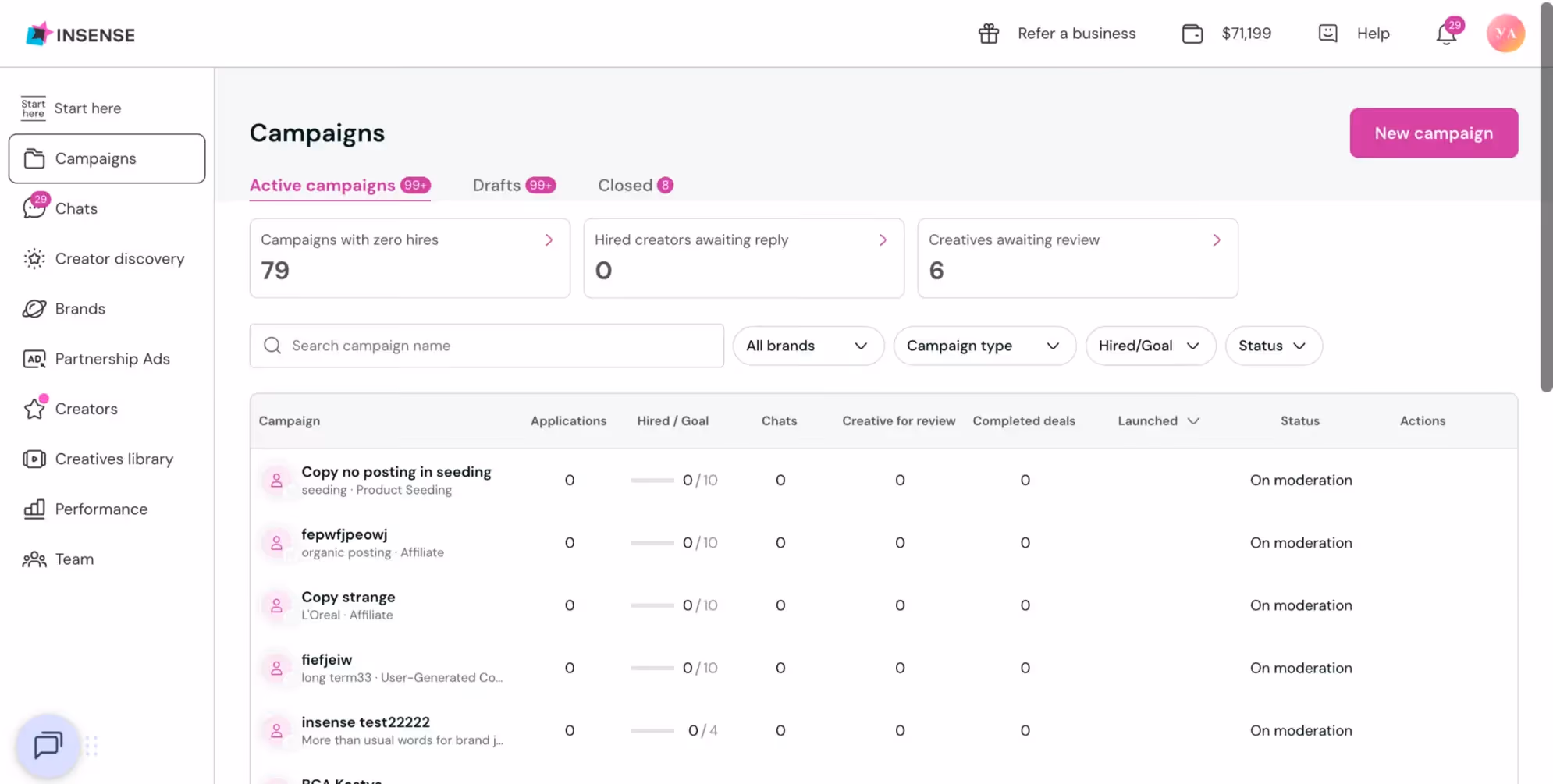 campaign management with Insense