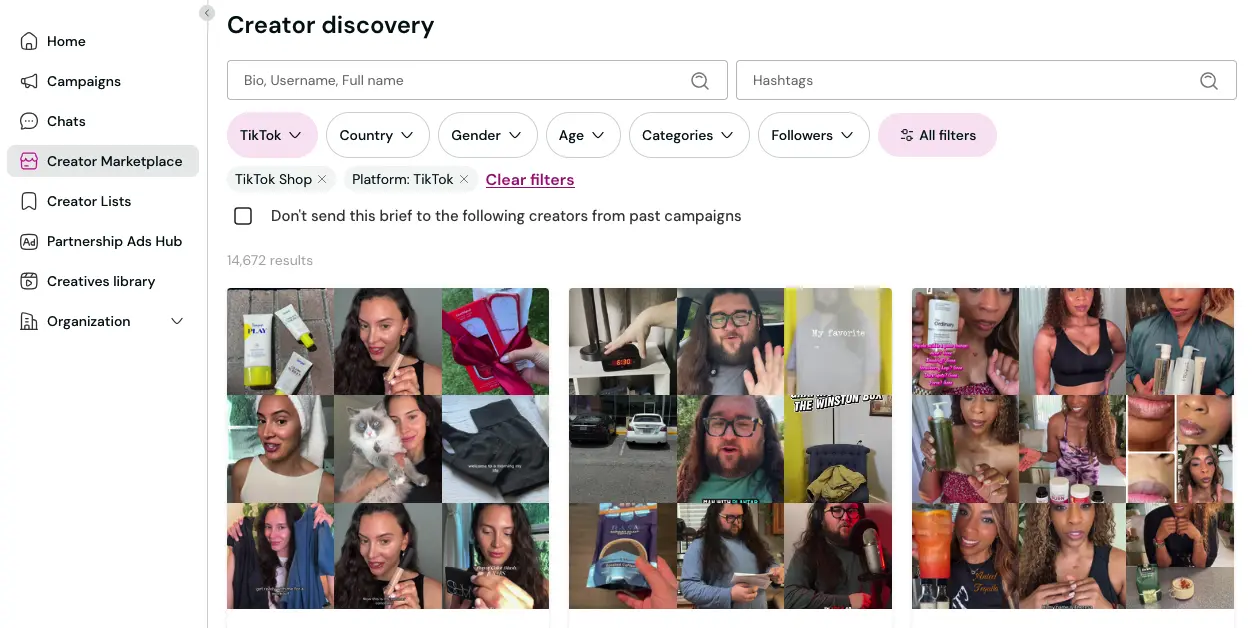 TikTok Shop influencers and creators on Insense creator marketplace