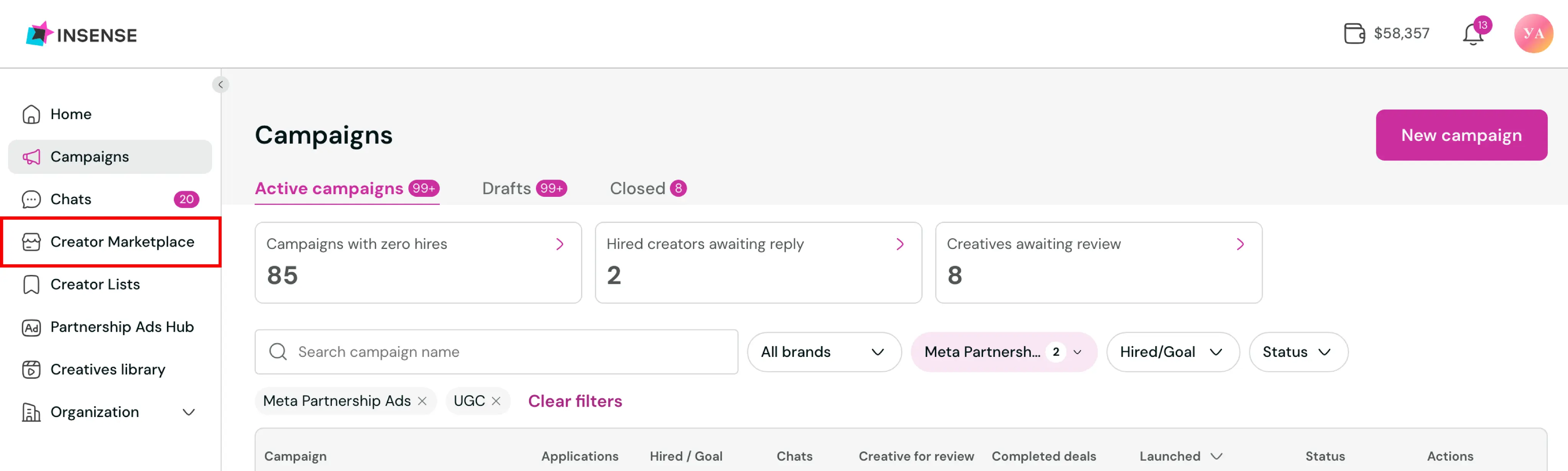creator marketplace button