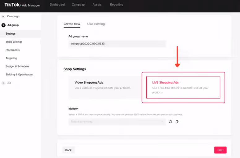 Choose the format of Shoppable Ads