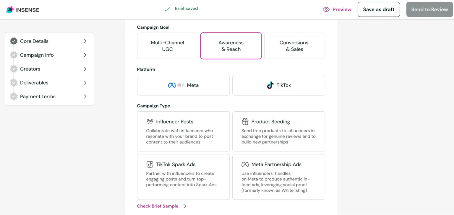 Amazon influencer campaign details