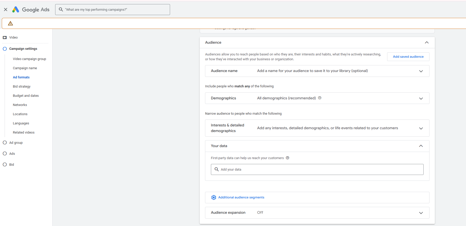 Creating Youtube shorts ads on Google Ads