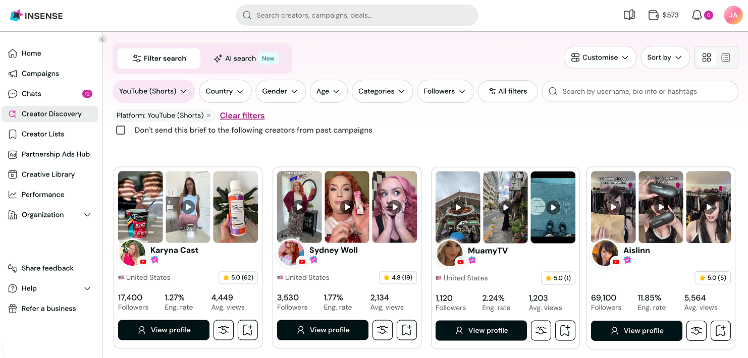 Run Youtube Shorts Ads with Insense platform AI features
