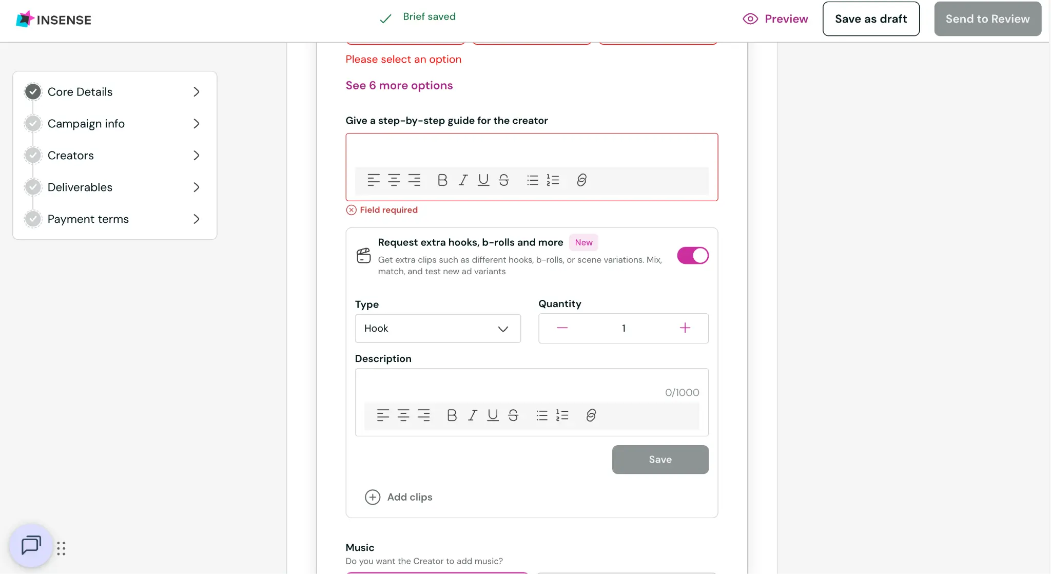 Influencer campaign brief builder for scaling