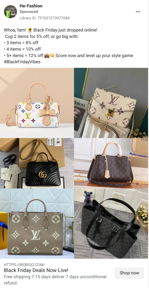 he fashion fb ad example