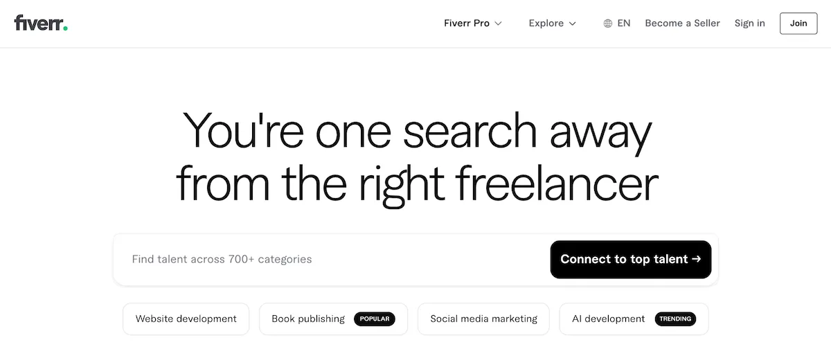 Fiverr home page