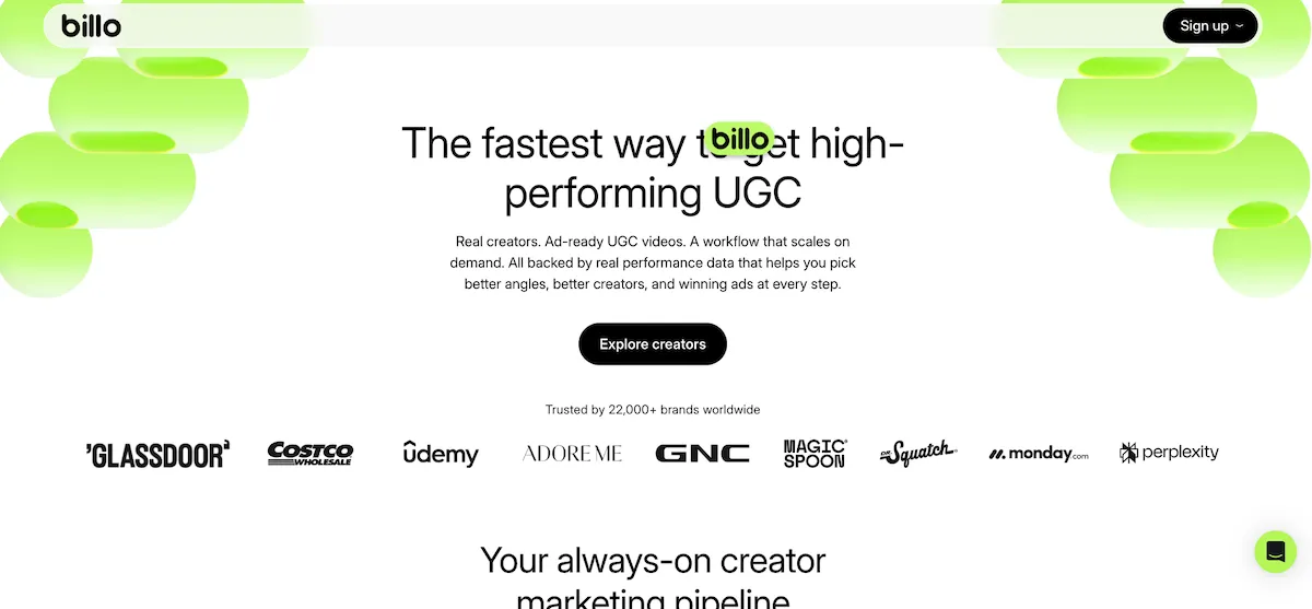 Billo home page
