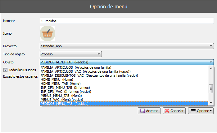 Cómo personalizar aplicaciones en ejecución. Opciones de menú dinámicas 