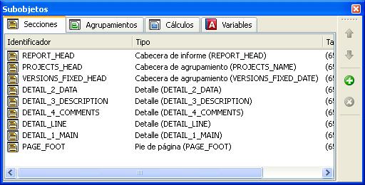 Secciones de informe