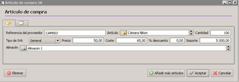 Precio de coste compra