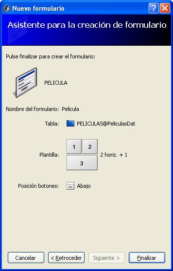 Asistente de creación de formularios - Velneo V7 - Resumen final