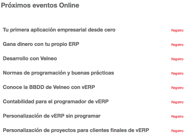 Calendario formación Velneo 2015