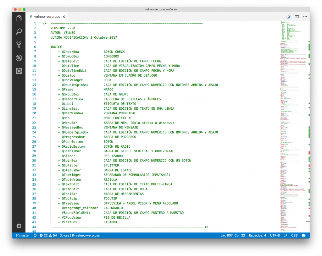 Velneo vERP CSS indice
