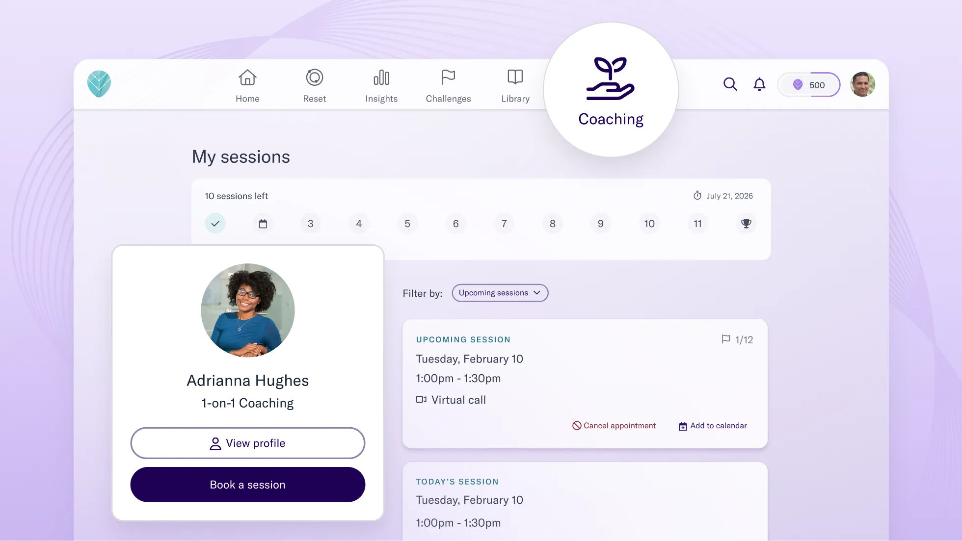 In-app 1-on-1 Coaching