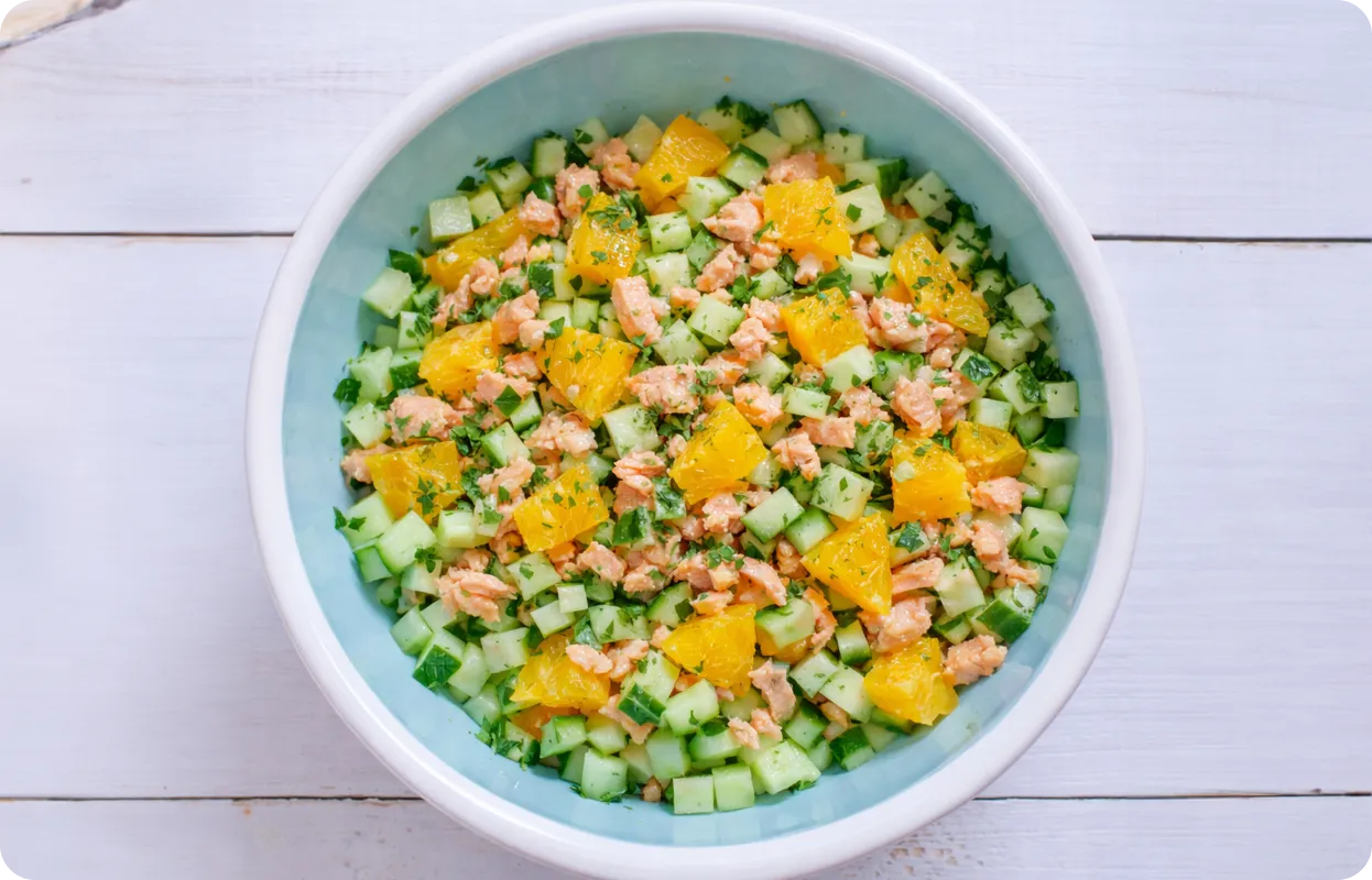 Mediterranean Poached Salmon Citrus Bowl