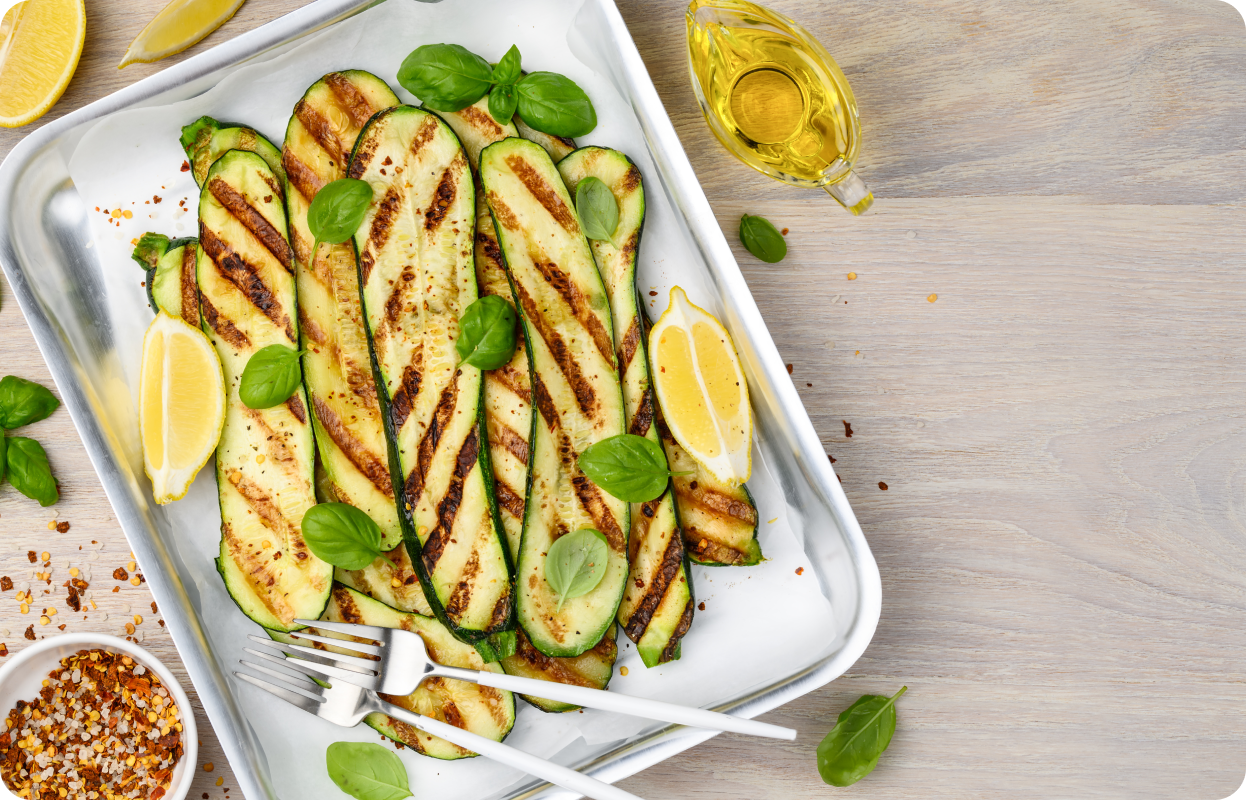 Grilled Zucchini with Lemon & Basil