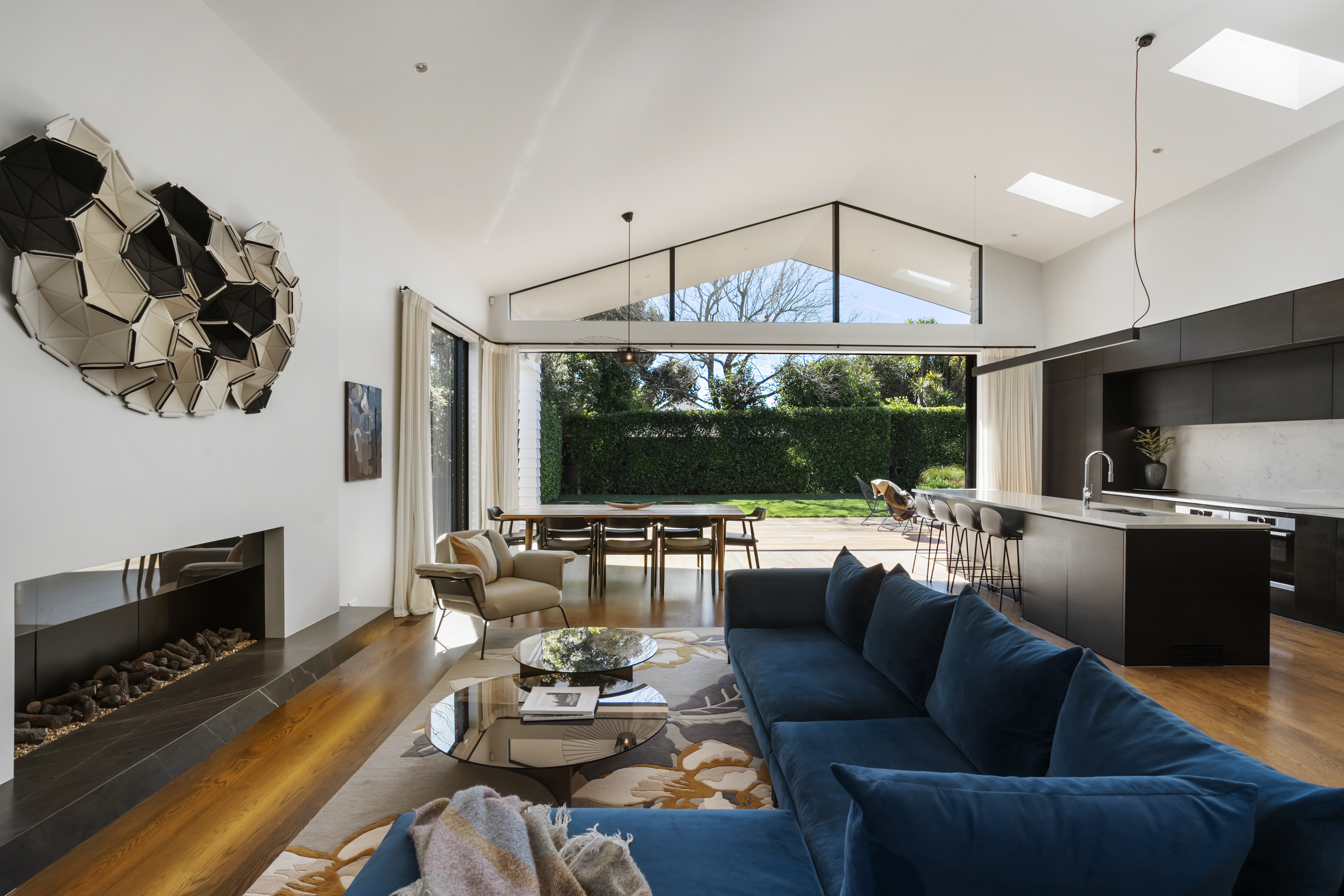 Inside house lounge, dining and kitchen