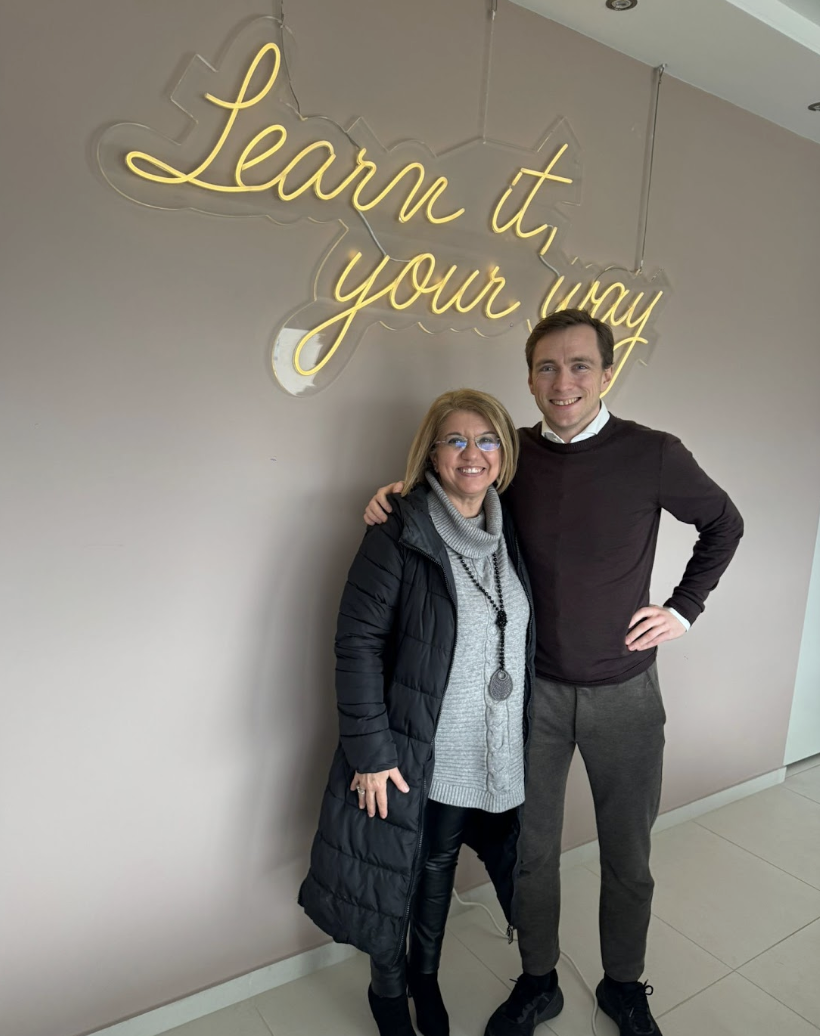 Benjamin from Ludenso and Vasso from Express, during an in-person visit in Athens