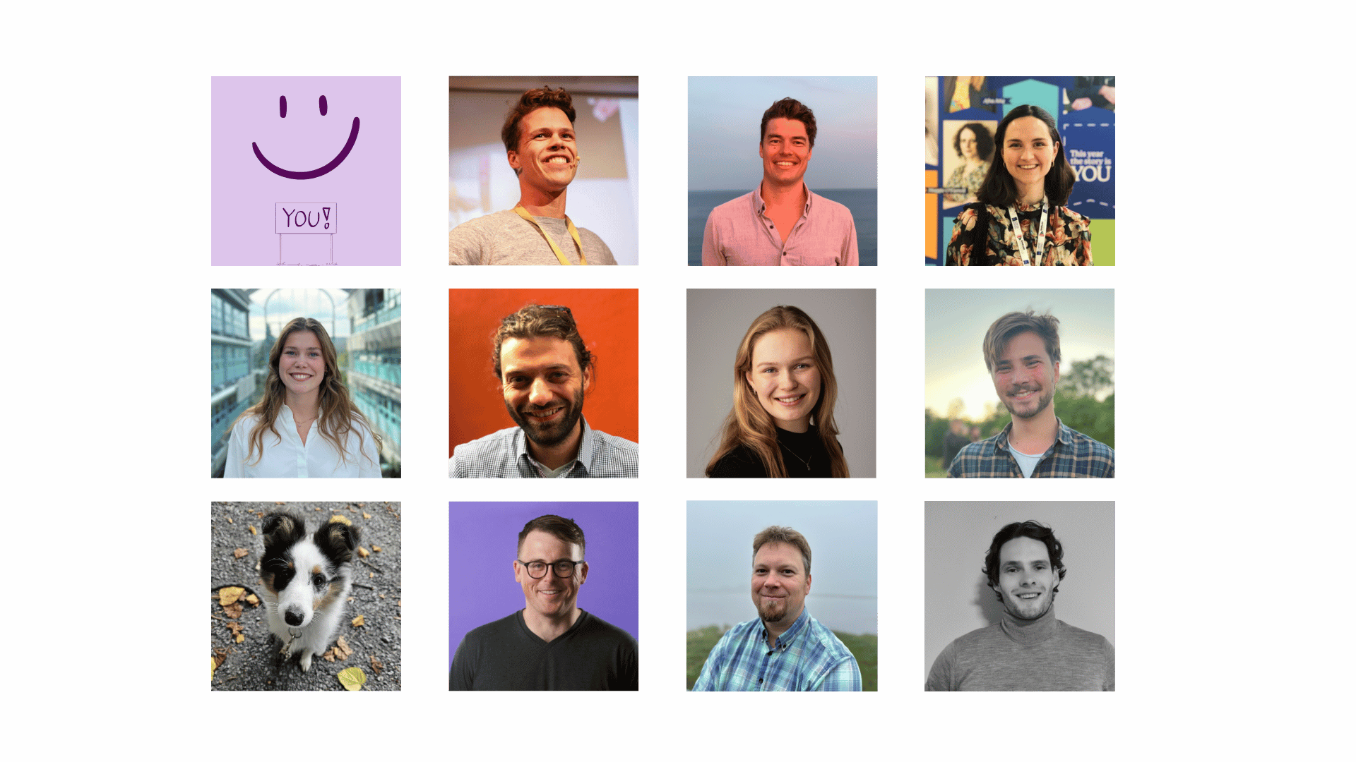 A collection of portraits of everyone at the Ludenso Team, including a placeholder icon for a new person joining as a new team member