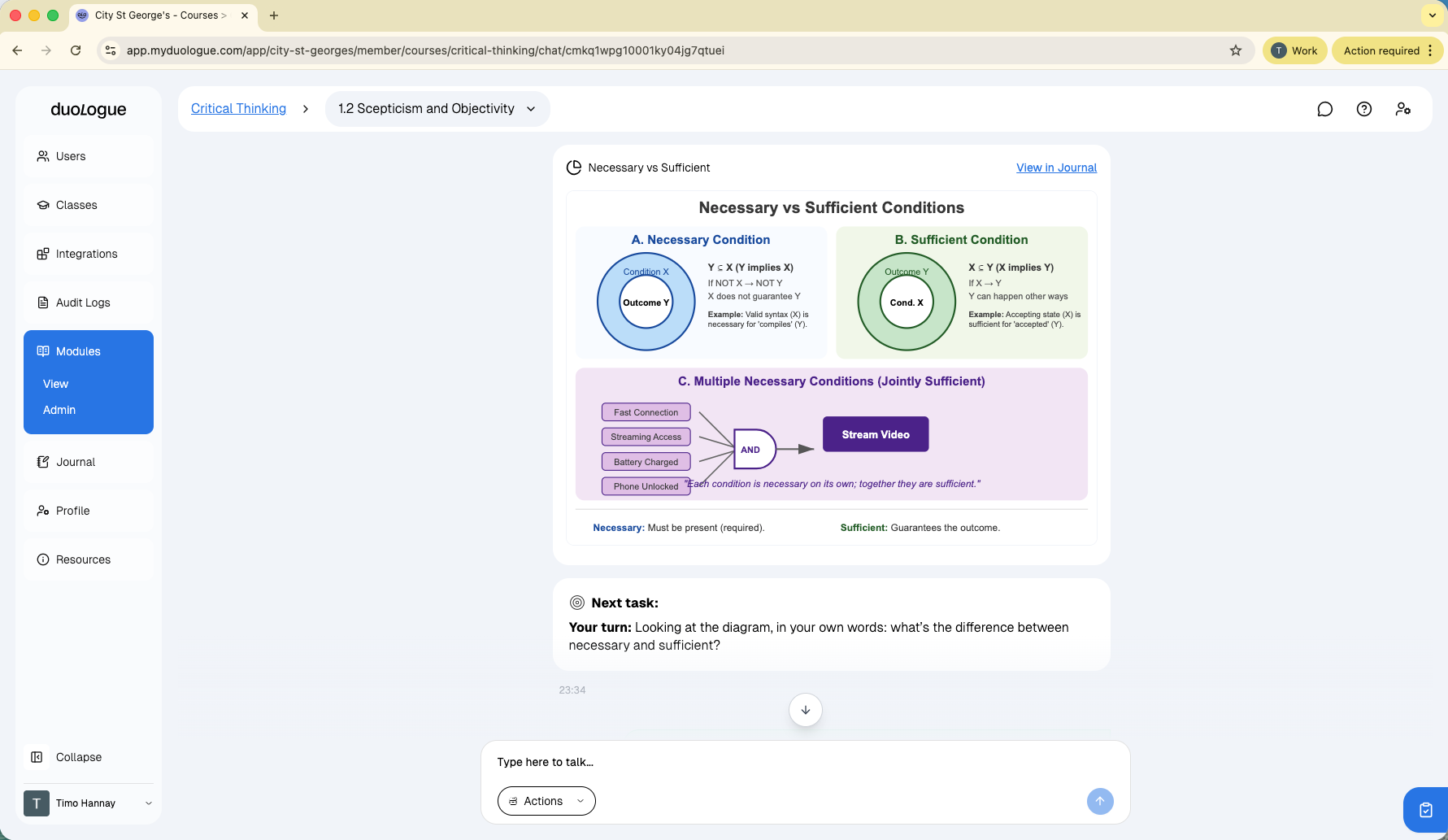 A screenshot from duoLogue from ProjectX