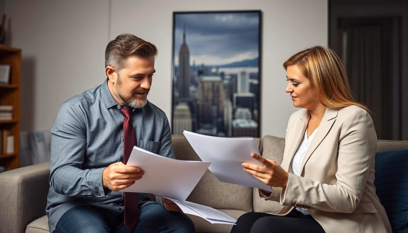 New York homeowner discussing insurance savings with an agent