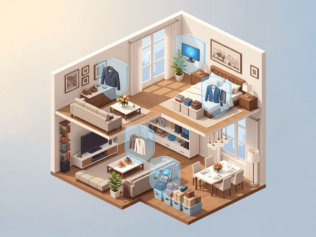house with personal belongings