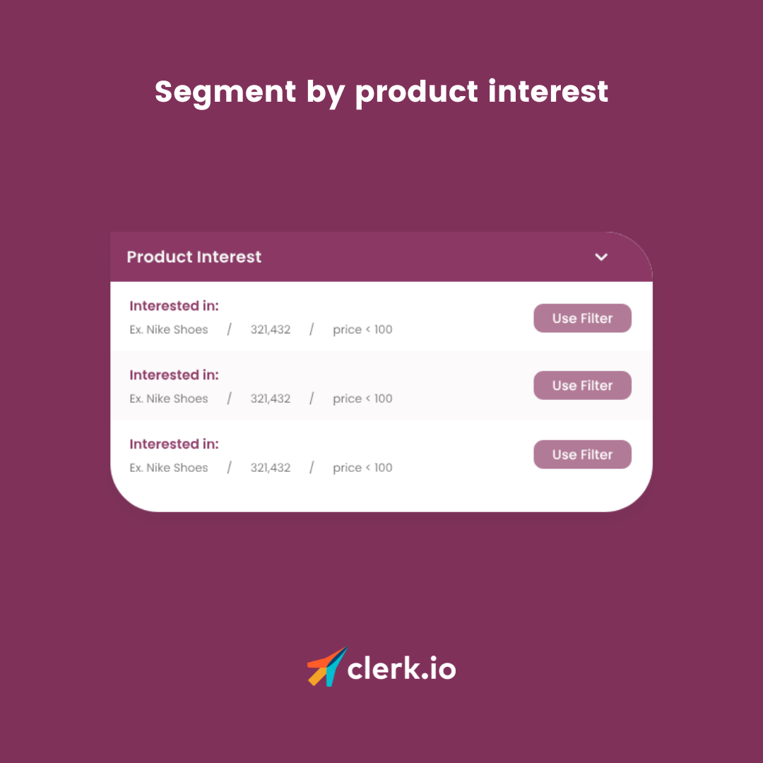Image illustrating Clerk.io's segmentation by product interest