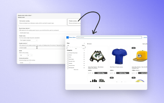 Partial Overlay for Omnisearch