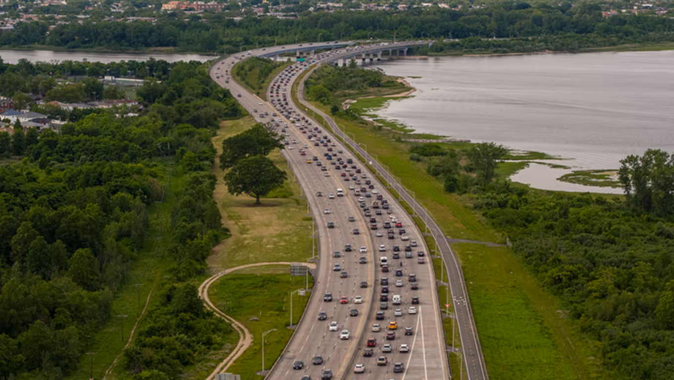 Traffic on Belt Parkway, Jamaica Bay, Canarsie Park - best auto insurance in long island new york concept