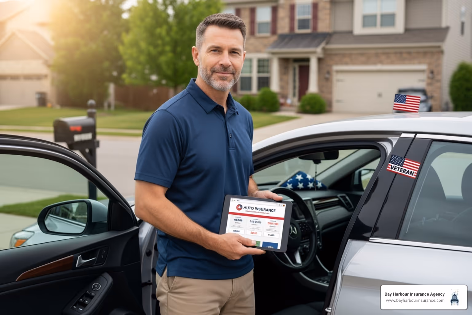 digital screen showing an insurance comparison - auto insurance for veterans