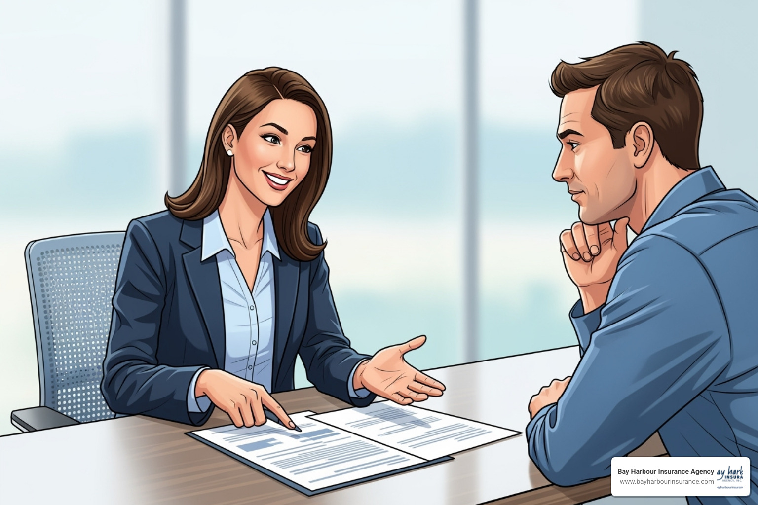 friendly insurance agent consulting with a client - Car insurance Long Island friendly insurance agent consulting with a client - Car insurance Long Island