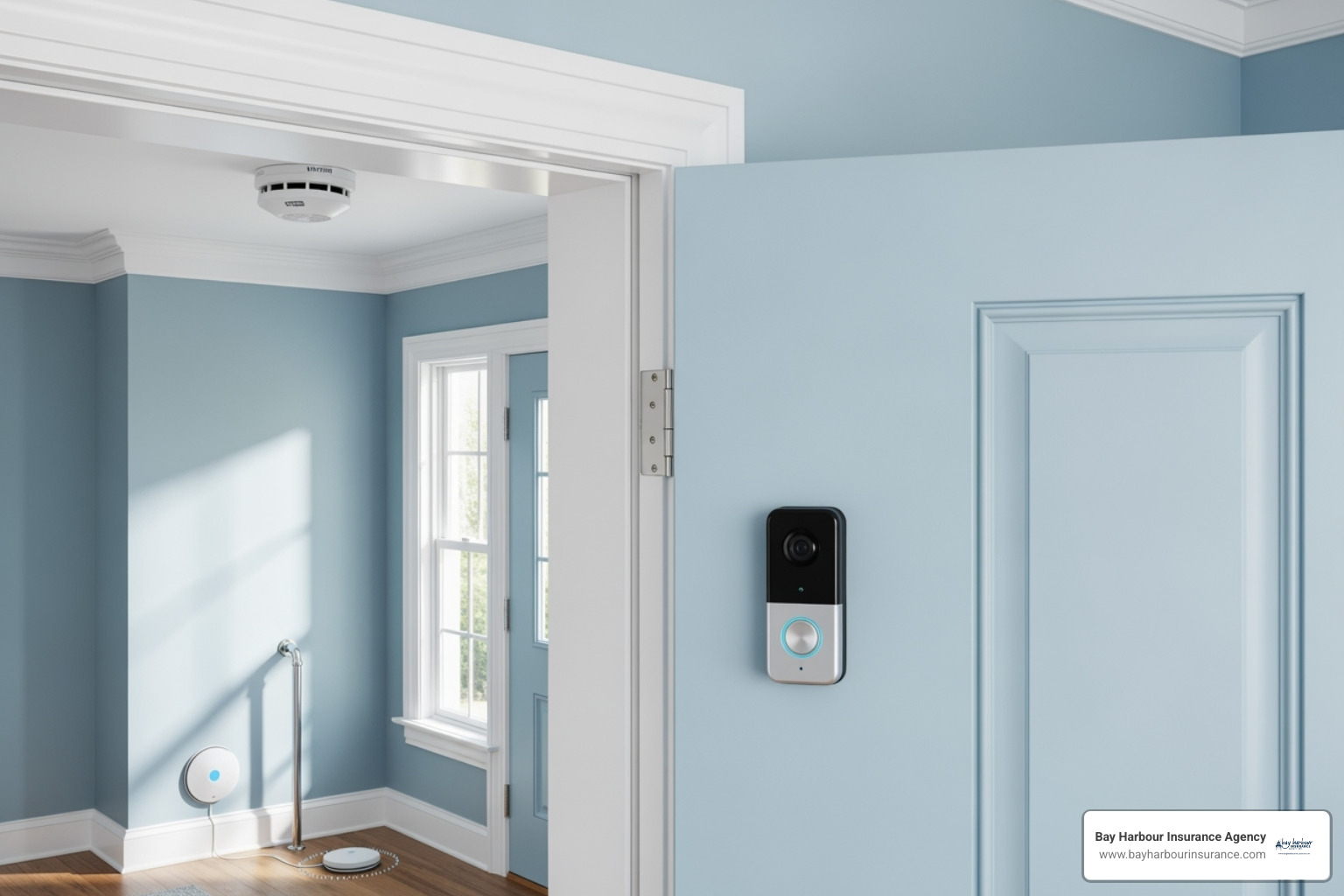 home security devices like a smart doorbell, smoke detector, and water leak sensor - inexpensive home insurance home security devices like a smart doorbell, smoke detector, and water leak sensor - inexpensive home insurance