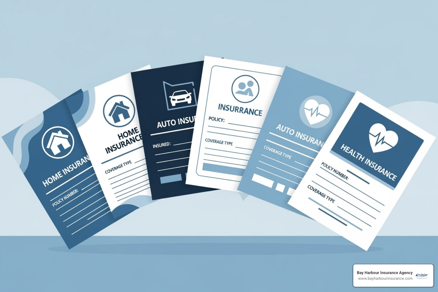 various insurance policy documents fanned out - Business owner protection various insurance policy documents fanned out - Business owner protection